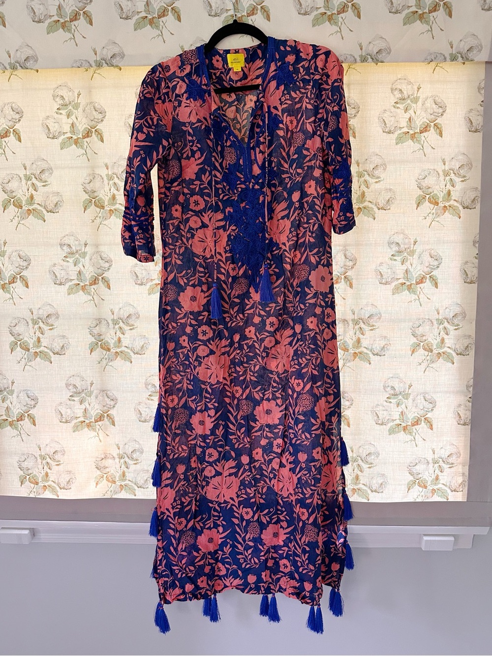 Roller Rabbit Navy and Coral Caftan Dress